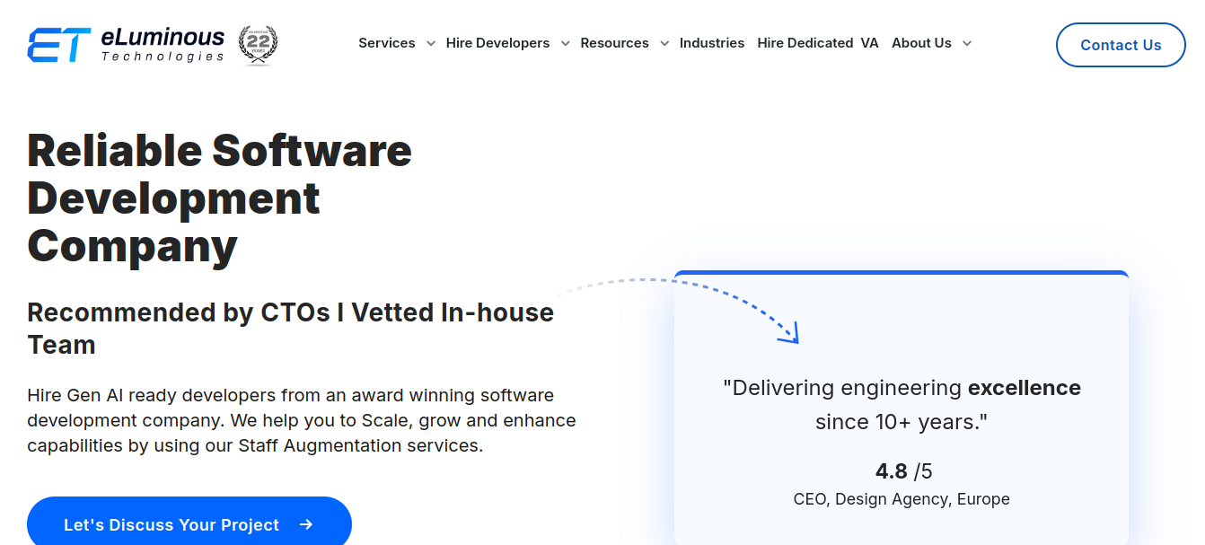 a snapshot of the company mentioned under the list of top software development companies from India